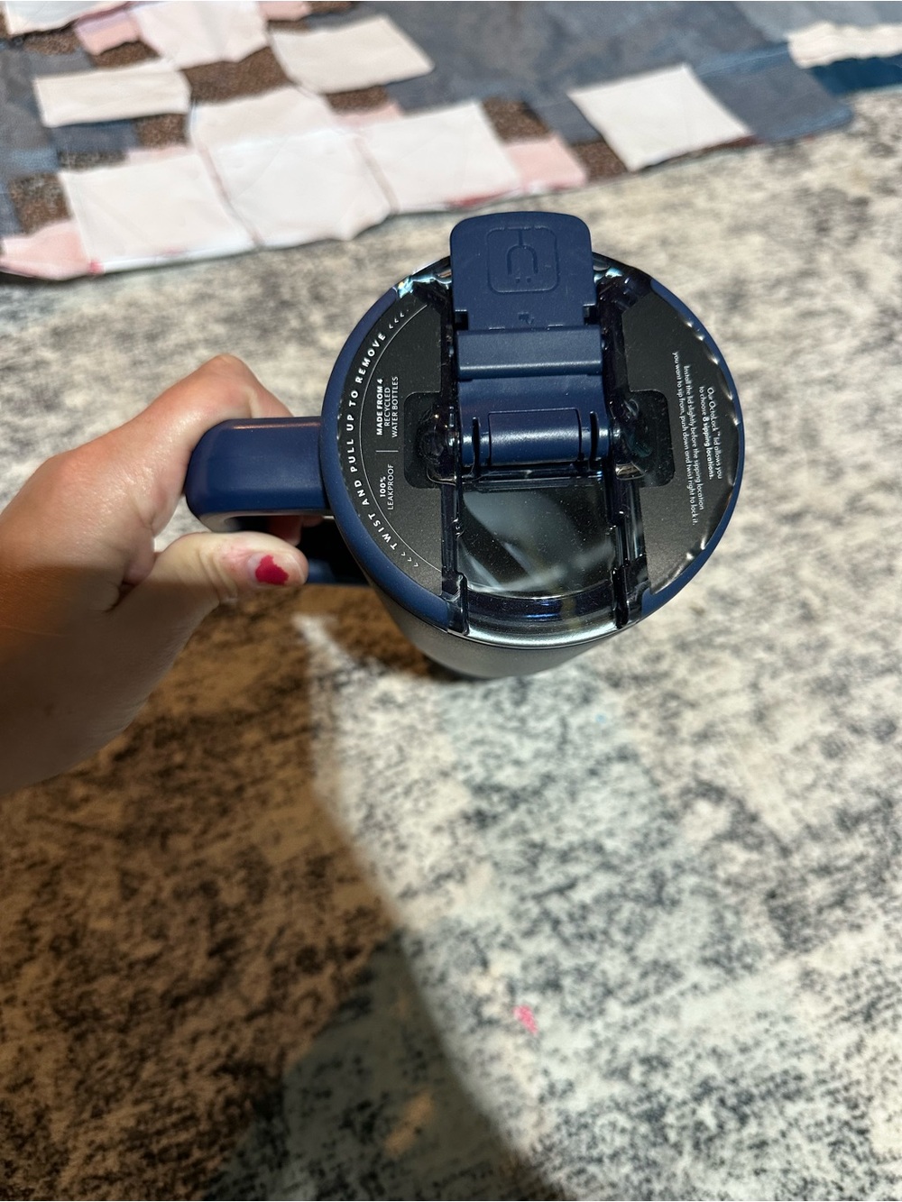 Navy Blue Insulated Travel Mug with Handle